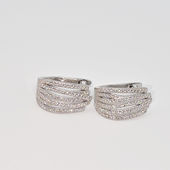 Over 2ct Mpissanite S925 Silver Hoop Earrings - Picture 4 of 8